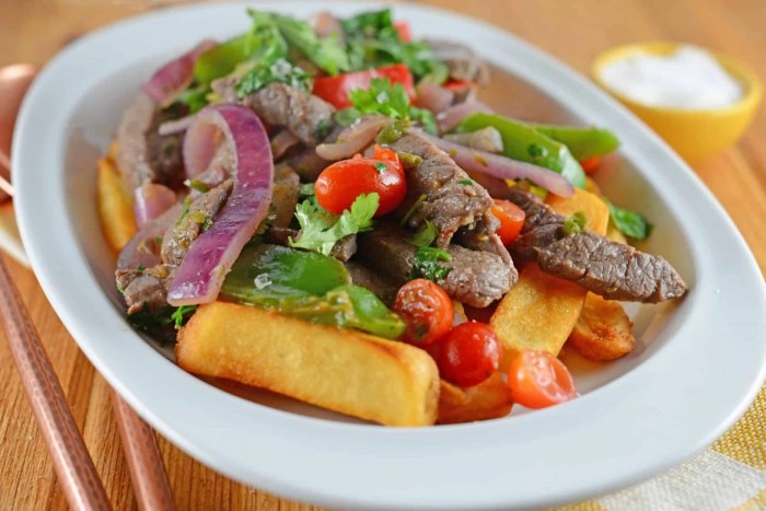 Lomo saltado peruvian steak stir fry