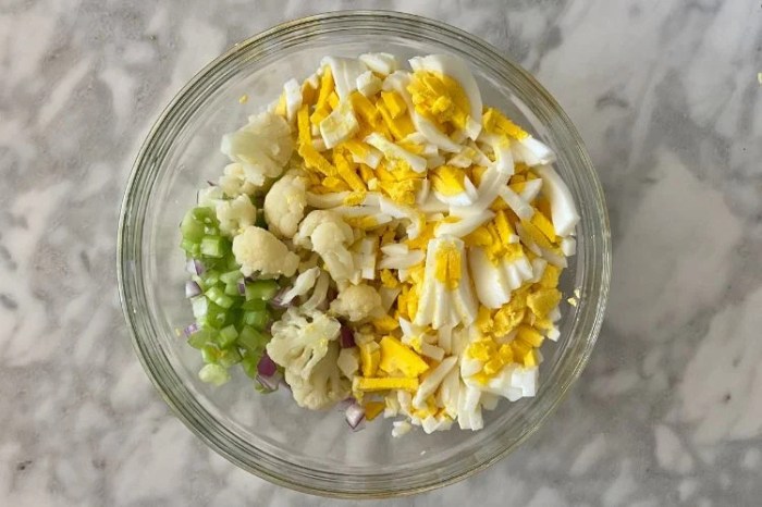 Low carb cauliflower mock potato salad