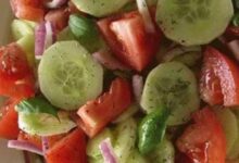 Marinated cucumber onion and tomato salad