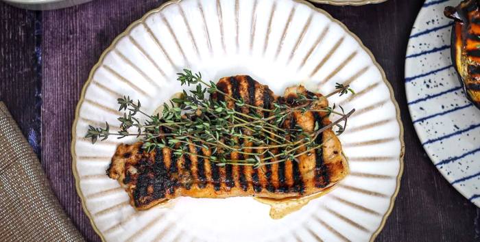 Marinated brined pork chops