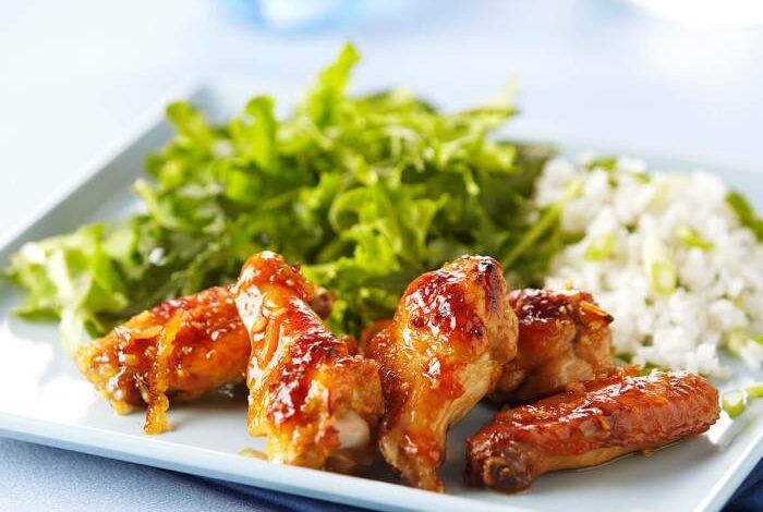 Sweet chili and orange marmalade glazed chicken wings