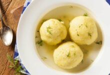 Kosher chicken soup with matzo balls