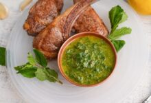 Chef johns grilled lamb with mint orange sauce