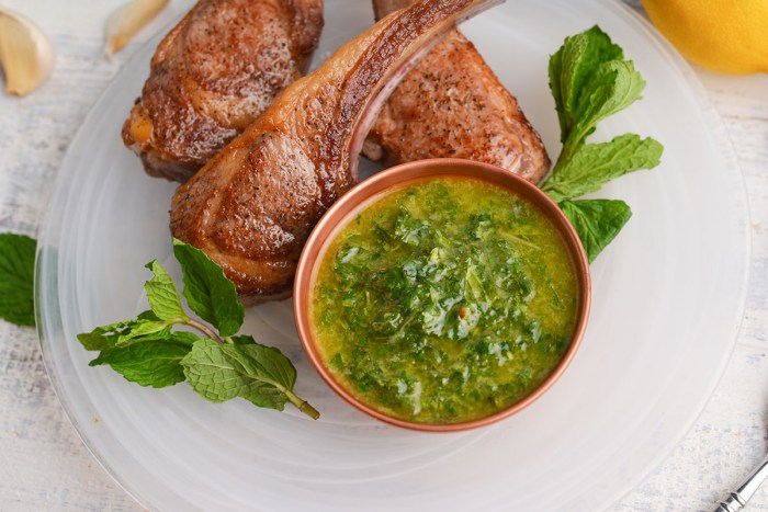 Chef johns grilled lamb with mint orange sauce