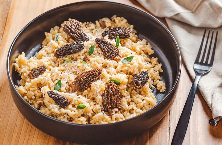 Morel mushroom and wild rice risotto