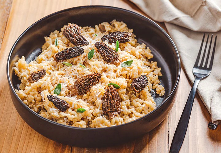 Morel mushroom and wild rice risotto