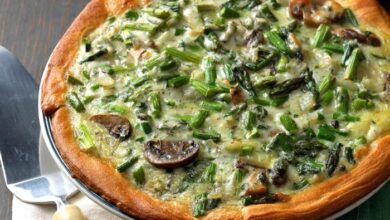 Asparagus and mushroom quiche