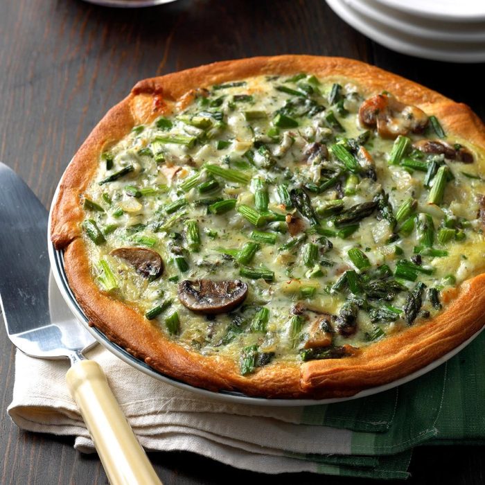 Asparagus and mushroom quiche