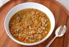 Mushroom barley soup lentil