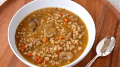 Mushroom barley soup lentil