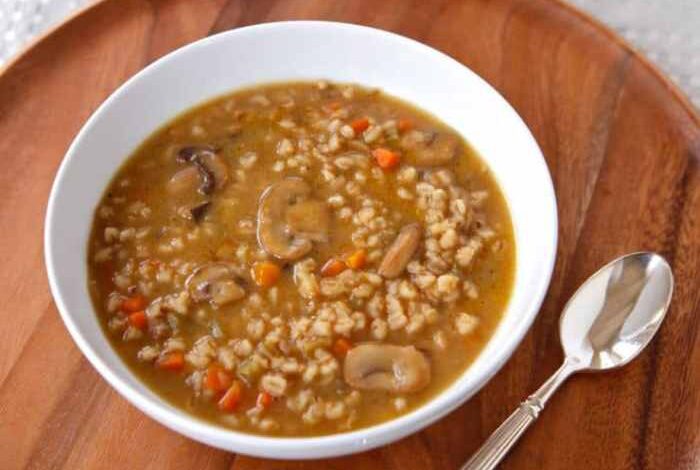 Mushroom barley soup lentil