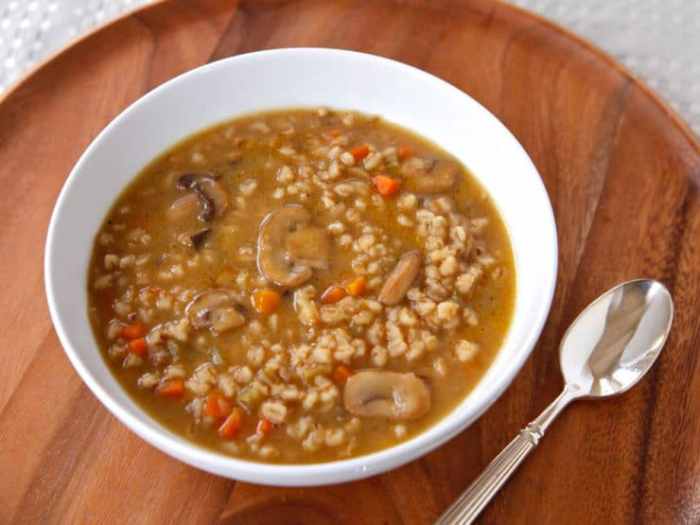 Mushroom barley soup lentil