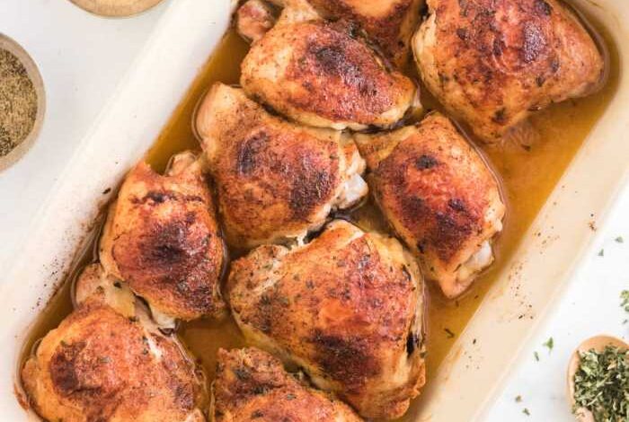 Oven fried chicken thighs