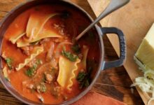 Lasagna soup with cheesy yum