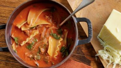 Lasagna soup with cheesy yum