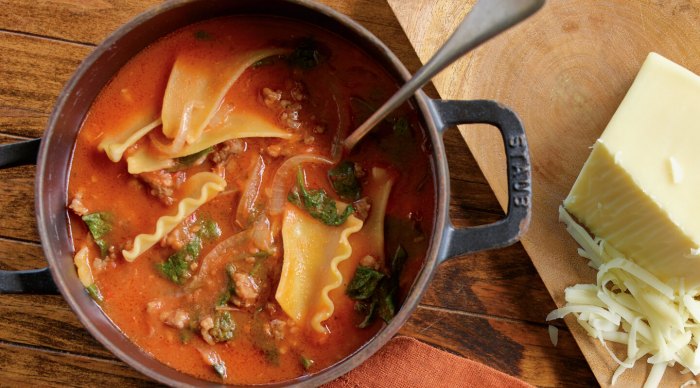 Lasagna soup with cheesy yum