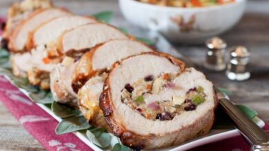 Stuffed and rolled pork tenderloin