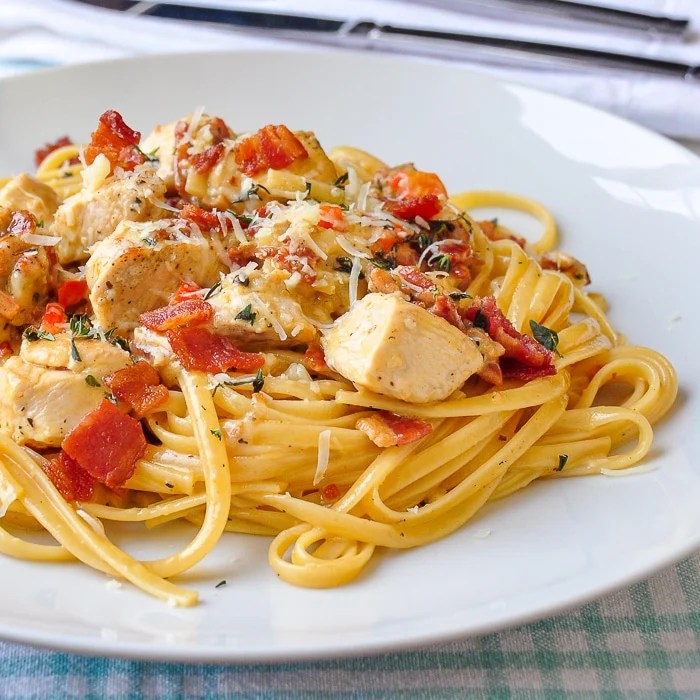 Oven chicken and linguini