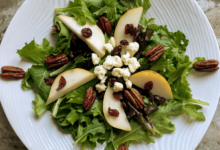 Blue cheese and dried cranberry tossed salad