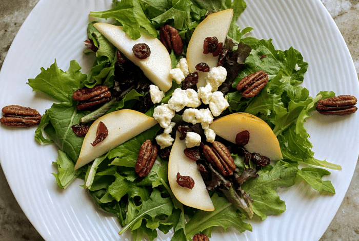 Blue cheese and dried cranberry tossed salad