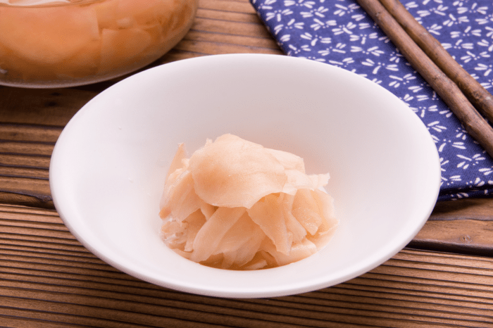 Homemade pickled ginger gari