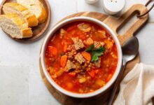 Lentils with ground beef and rice