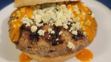 Mushroom blue cheese turkey burgers