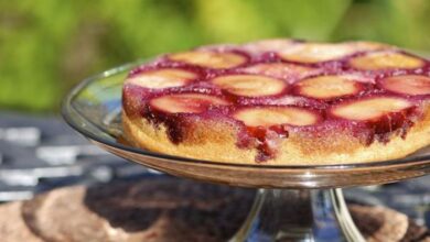 Plum blueberry upside down cake