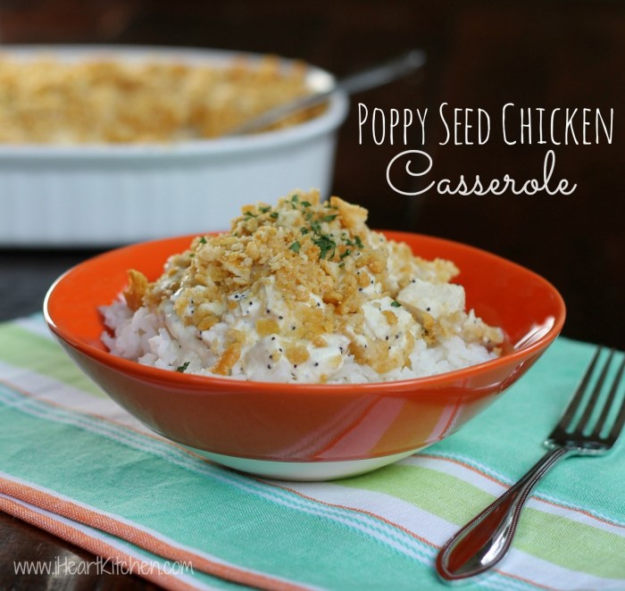 Poppy seed chicken casserole