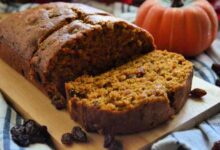 Pumpkin bread with raisins and pecans