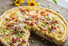 Creamy ham and cheese quiche