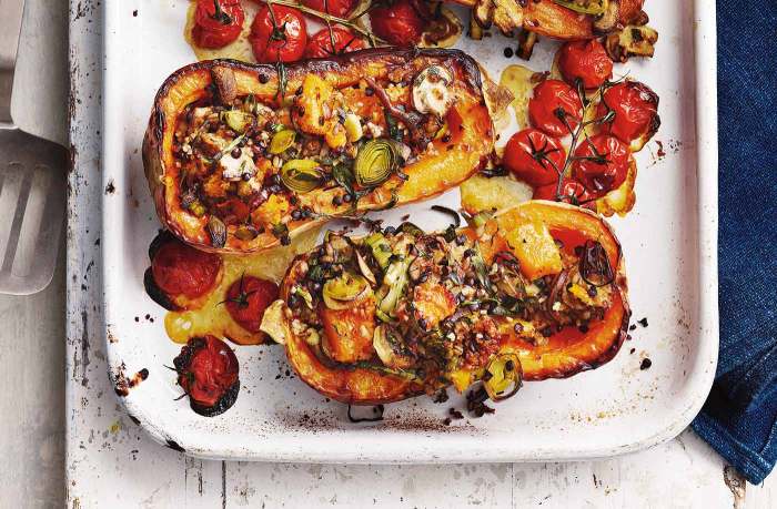 Ground beef stuffed butternut squash