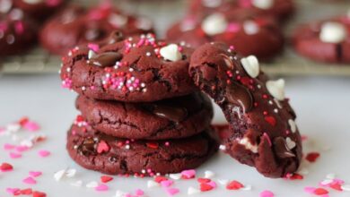 Red velvet chocolate chip cookies