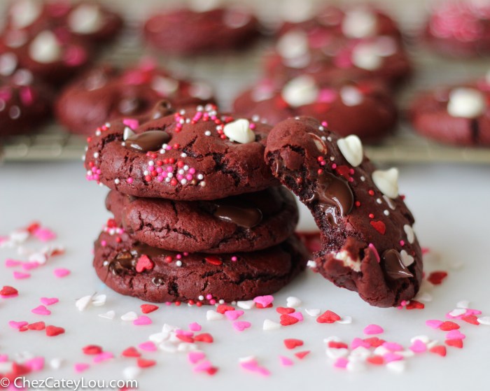 Red velvet chocolate chip cookies