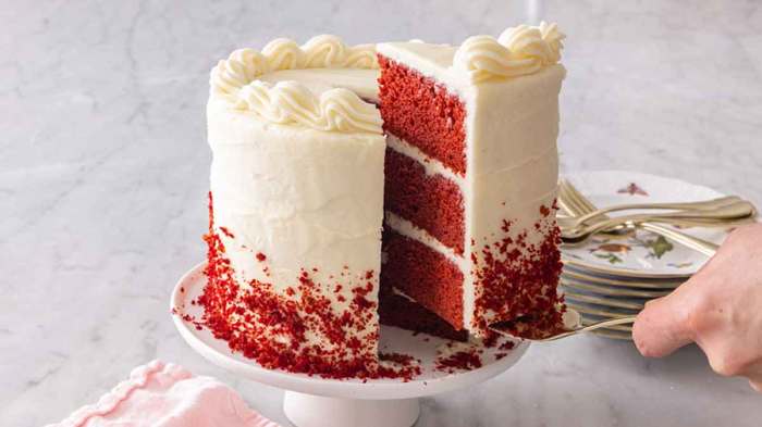 Homemade red velvet cake with cream cheese frosting