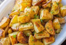 Roasted potatoes with greens