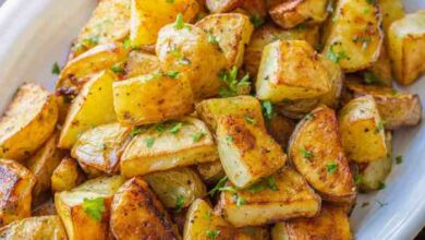 Roasted potatoes with greens