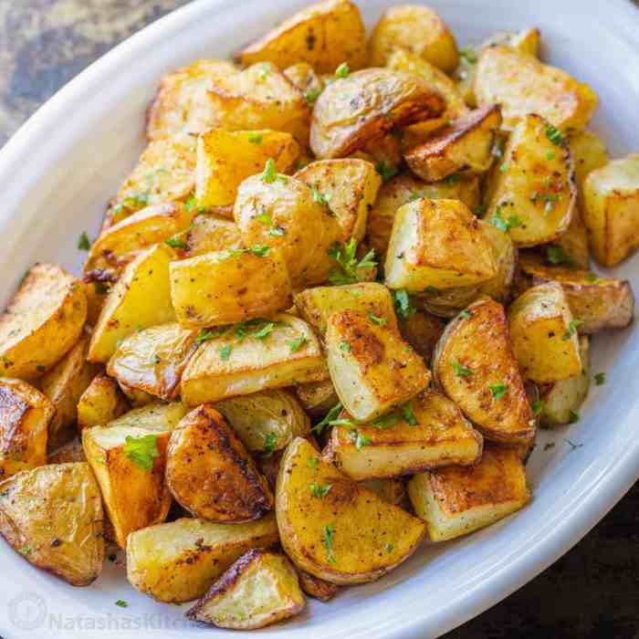 Roasted potatoes with greens