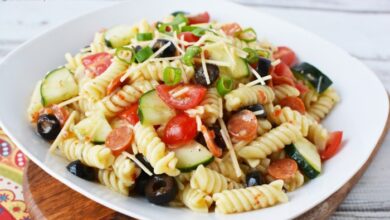 Whole wheat rotini pasta salad