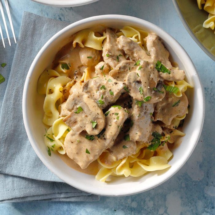 Cream cheese steak stroganoff