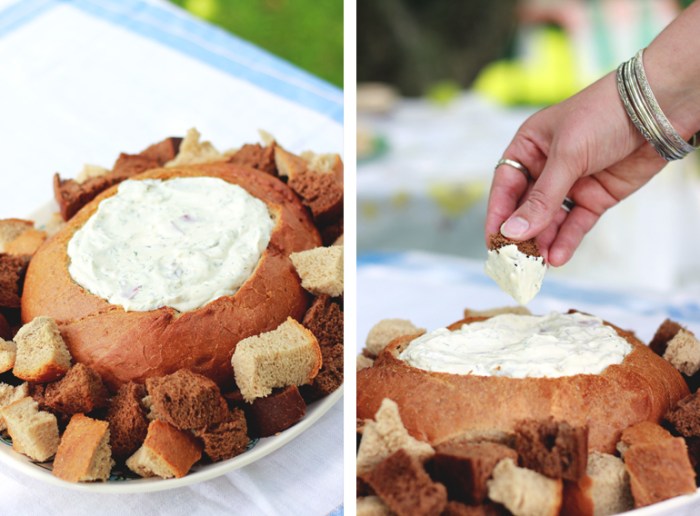 Rye bread boat dip