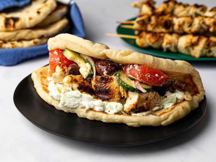 Chicken souvlaki with tzatziki sauce