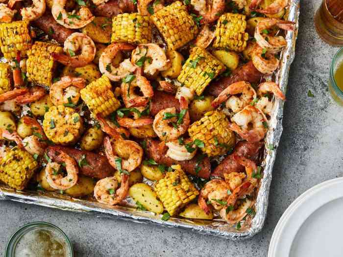 Mild style shrimp boil with corn and red potatoes