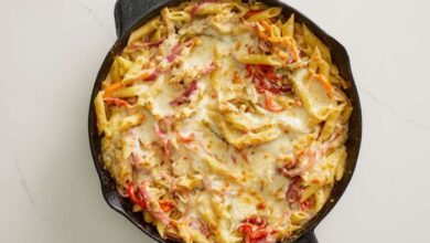 Chicken fajita pasta bake