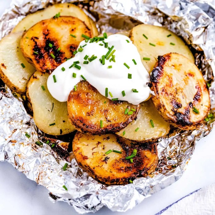 Grilled potatoes in foil