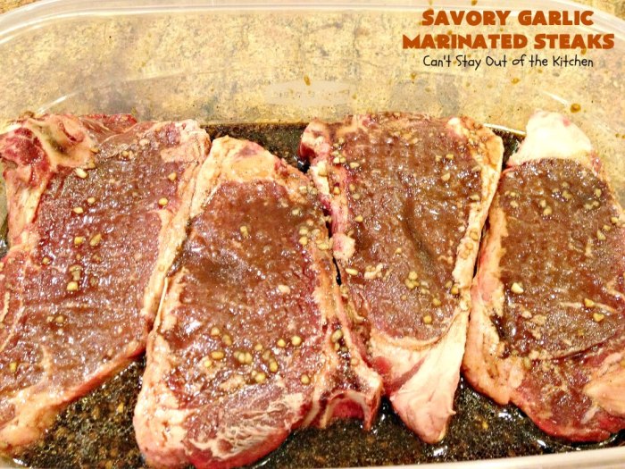 Savory steaks marinated garlic