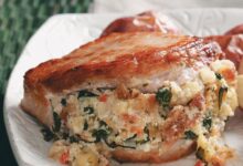 Oven baked stuffed pork chops