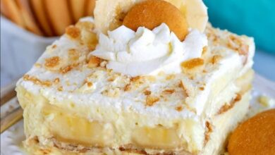 Homemade banana pudding with whipped cream topping