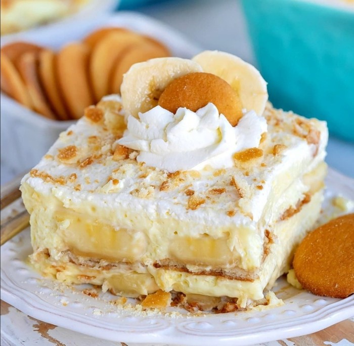 Homemade banana pudding with whipped cream topping