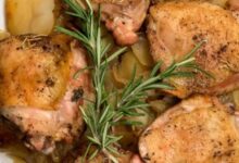 Rosemary roasted chicken with apples and potatoes